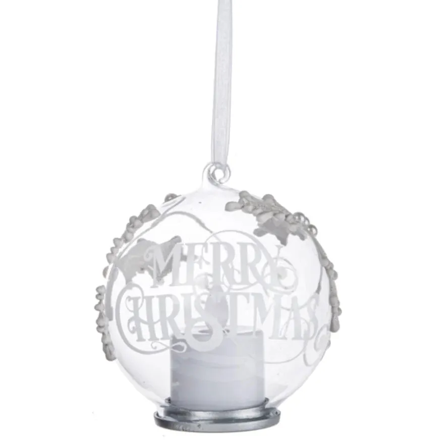 3.5" LED Candle "Merry Christmas" Glass Ornament (sold individually)