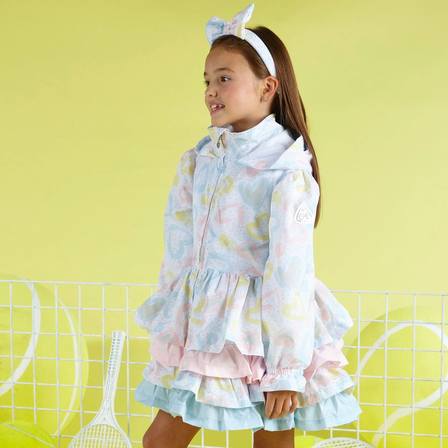 A DEE - Vienna Tennis Club Print Frill Jacket - White