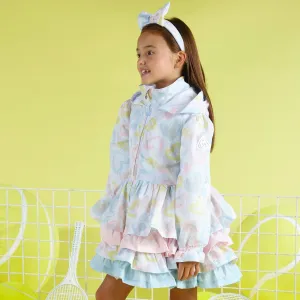 A DEE - Vienna Tennis Club Print Frill Jacket - White