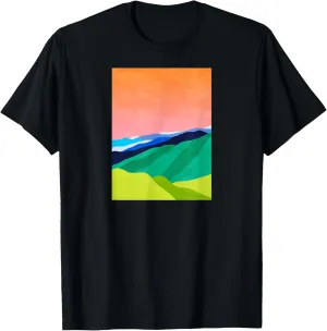Abstract Mountain Landscape Colorful Hills Nature Art T-Shirt