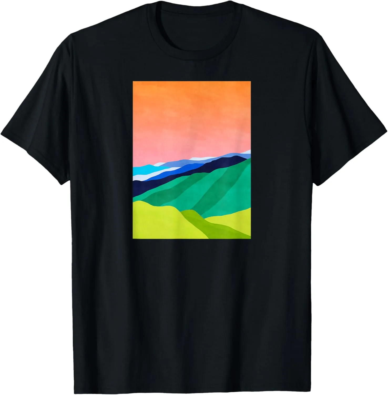 Abstract Mountain Landscape Colorful Hills Nature Art T-Shirt