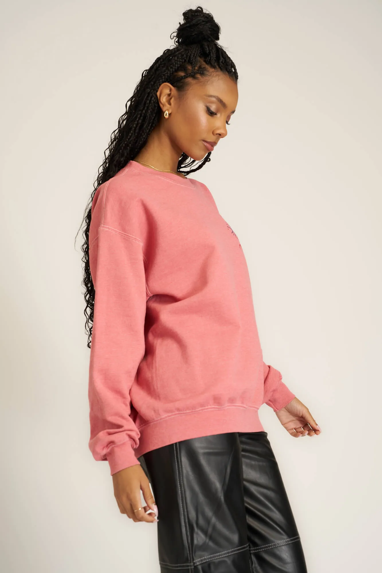 All Seeing Eye Embroidered Oversized Sweatshirt - Brandy Wine