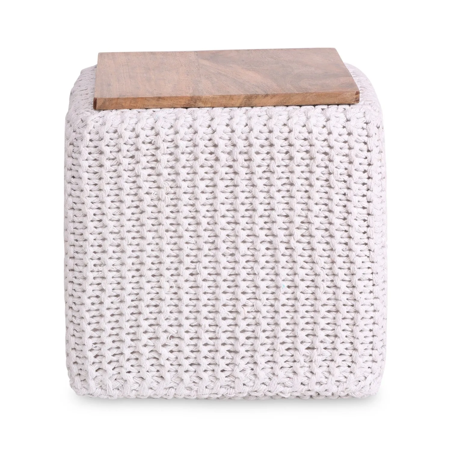 Amayah Pouf with Wooden Tray