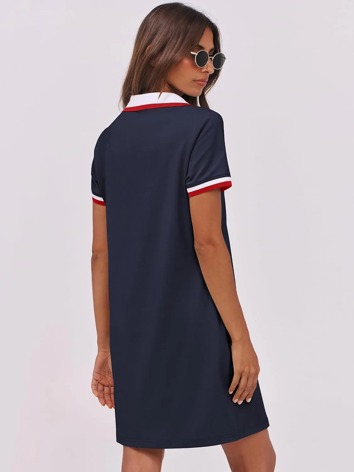 ANRABESS Womens Polo Dresses Short Sleeve V Neck 2025 Casual Summer Tennis Golf Mini Shirt Dress with Pockets