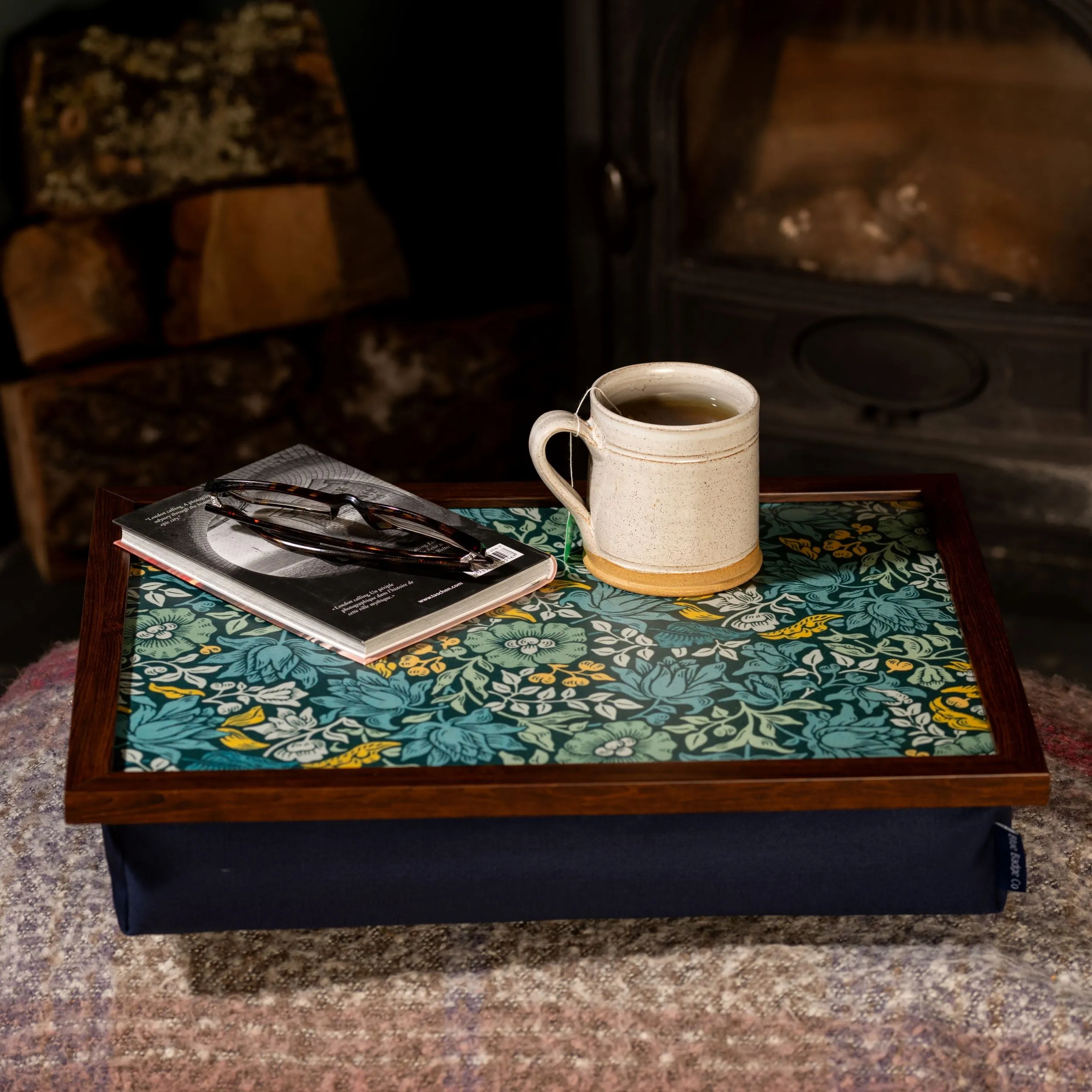 Bean Bag Cushioned Lap Tray in William Morris Mallow Teal