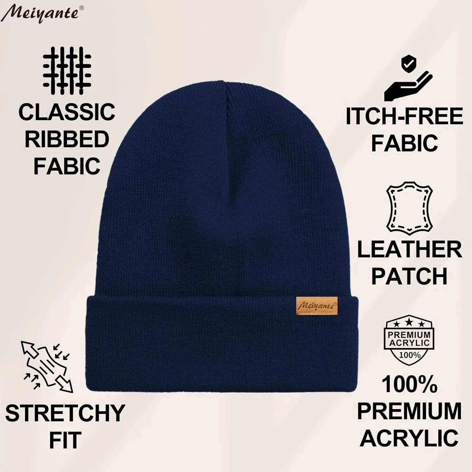 Beanie Hats for Men & Women - Warm Stocking Caps for Men & Women, Cuffed Knit Thermal Hats, Gift for Him & Her