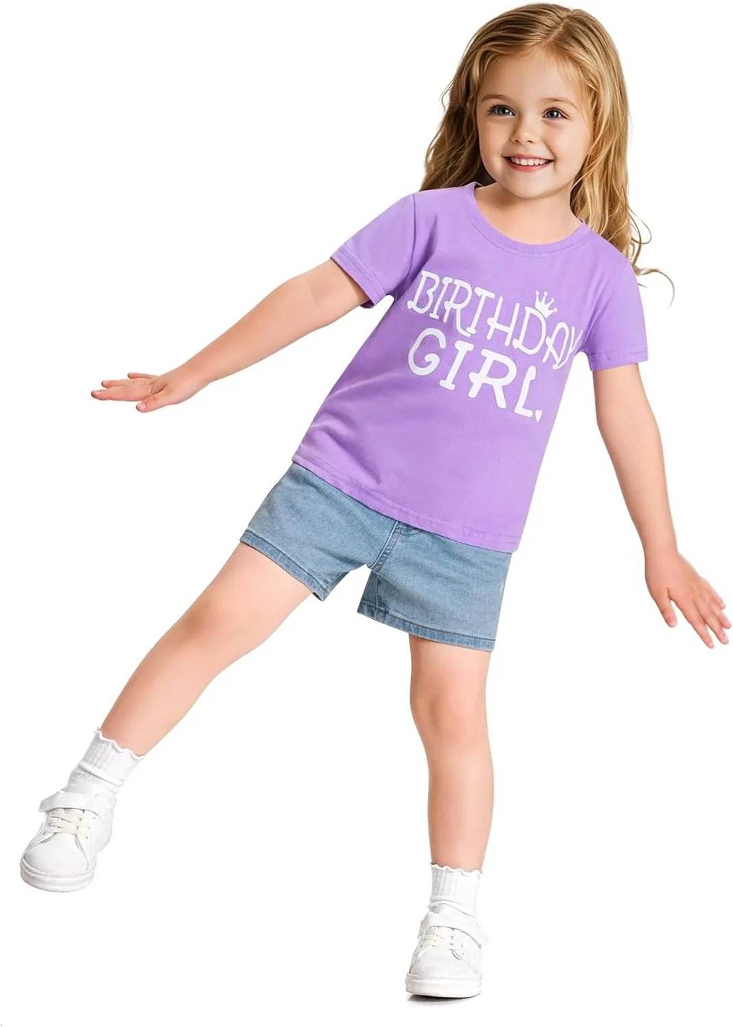 Birthday Girl Shirt Toddler Baby Girls Birthday Outfit Cotton T-Shirt Size 2-10 Years