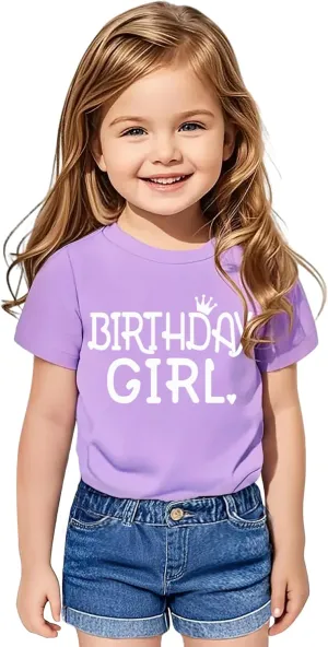 Birthday Girl Shirt Toddler Baby Girls Birthday Outfit Cotton T-Shirt Size 2-10 Years