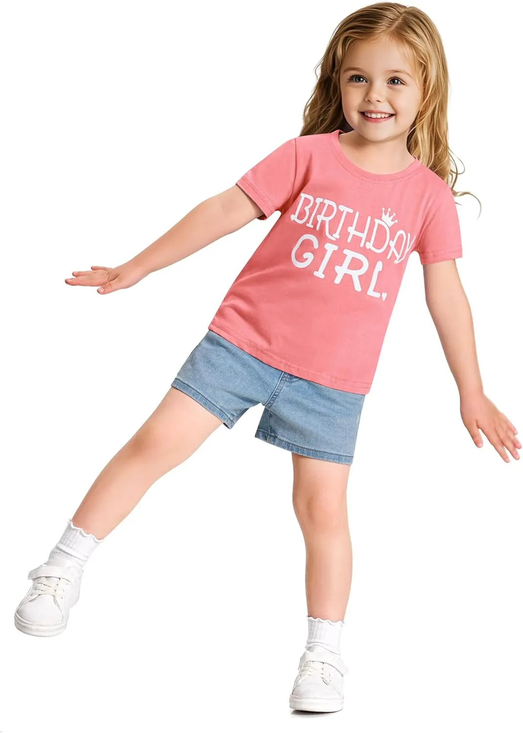 Birthday Girl Shirt Toddler Baby Girls Birthday Outfit Cotton T-Shirt Size 2-10 Years