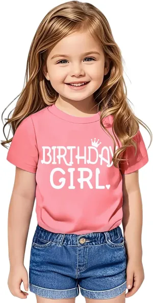 Birthday Girl Shirt Toddler Baby Girls Birthday Outfit Cotton T-Shirt Size 2-10 Years
