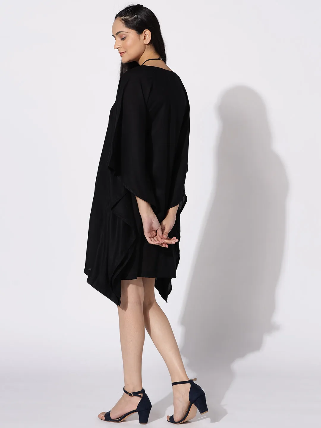 Black Rayon Kaftan - Solid