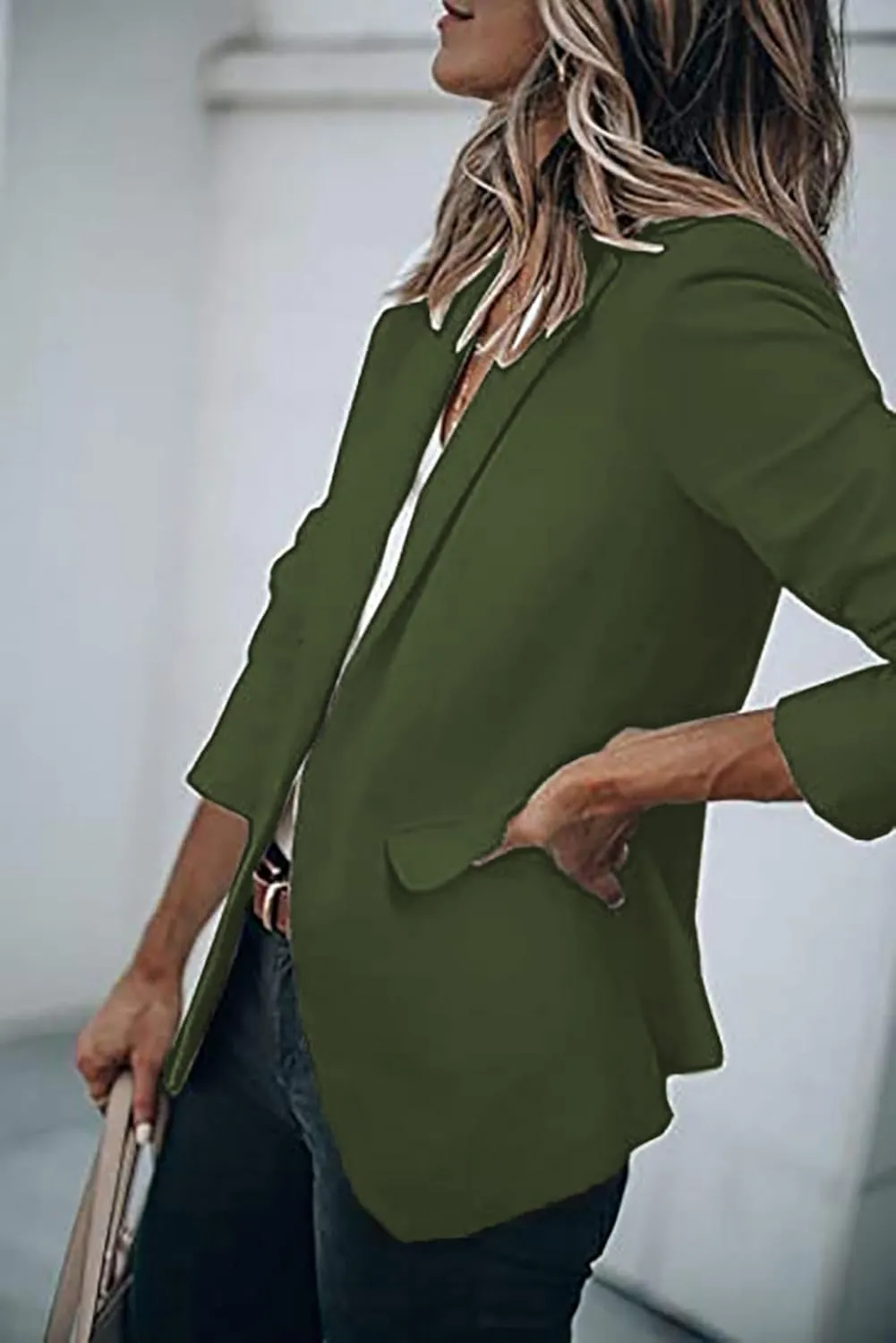 Blazers for Women Business Casual Blazers Open Front Long Sleeve Work Office Jackets Solid Button Lapel Blazer Suit