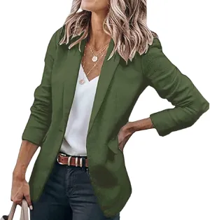Blazers for Women Business Casual Blazers Open Front Long Sleeve Work Office Jackets Solid Button Lapel Blazer Suit