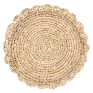 Blossom Natural Round Placemat Flower 15" - Set of 4