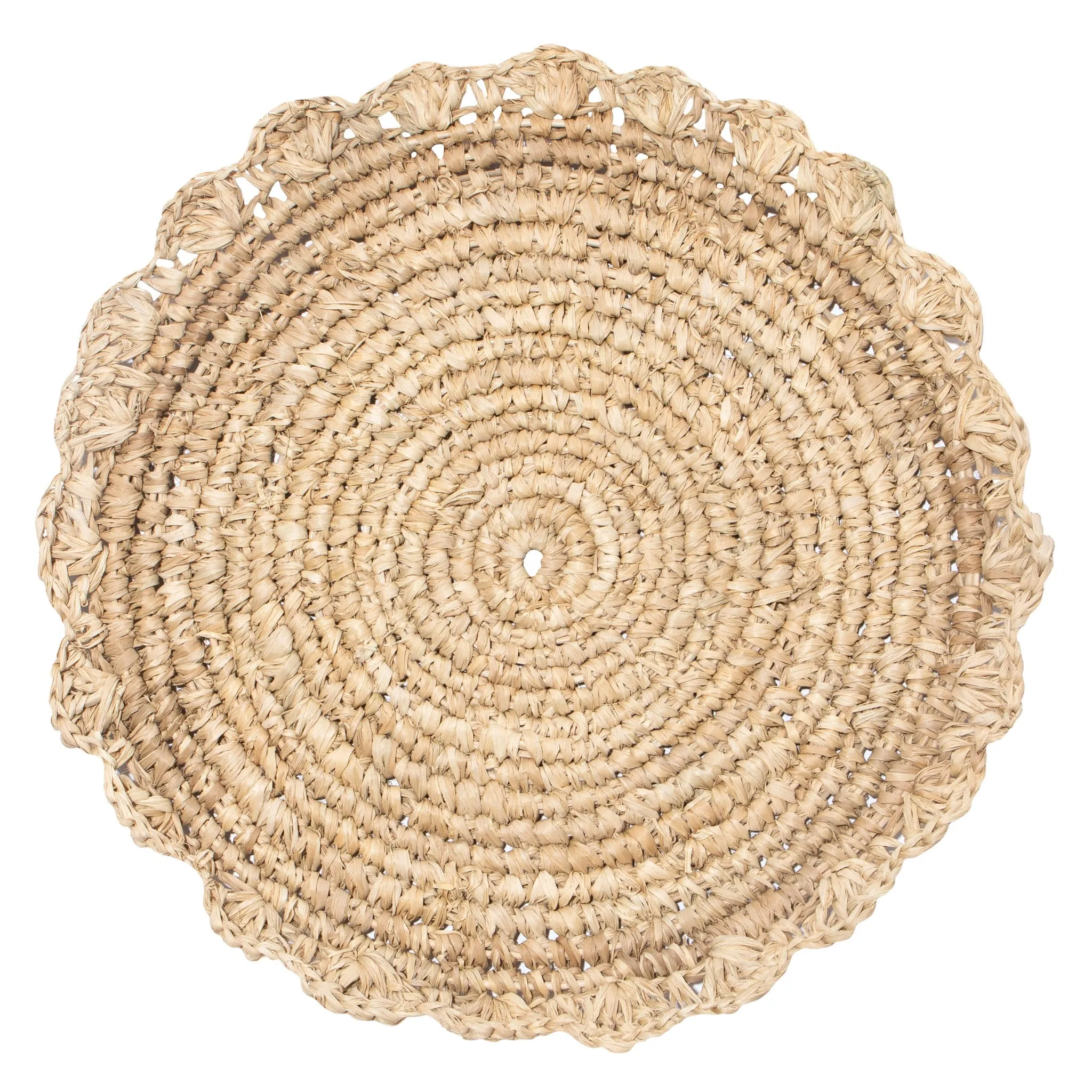 Blossom Natural Round Placemat Flower 15" - Set of 4