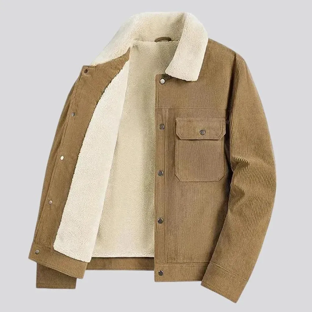 Casual colored men's corduroy coat