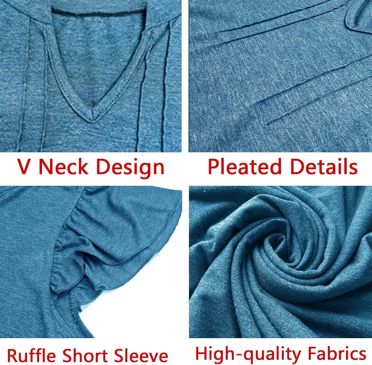 Casual Ruffle Sleeve Tops V Neck Work Blouses for Women Flutter Sleeve Office Tanks Tunic Shirt