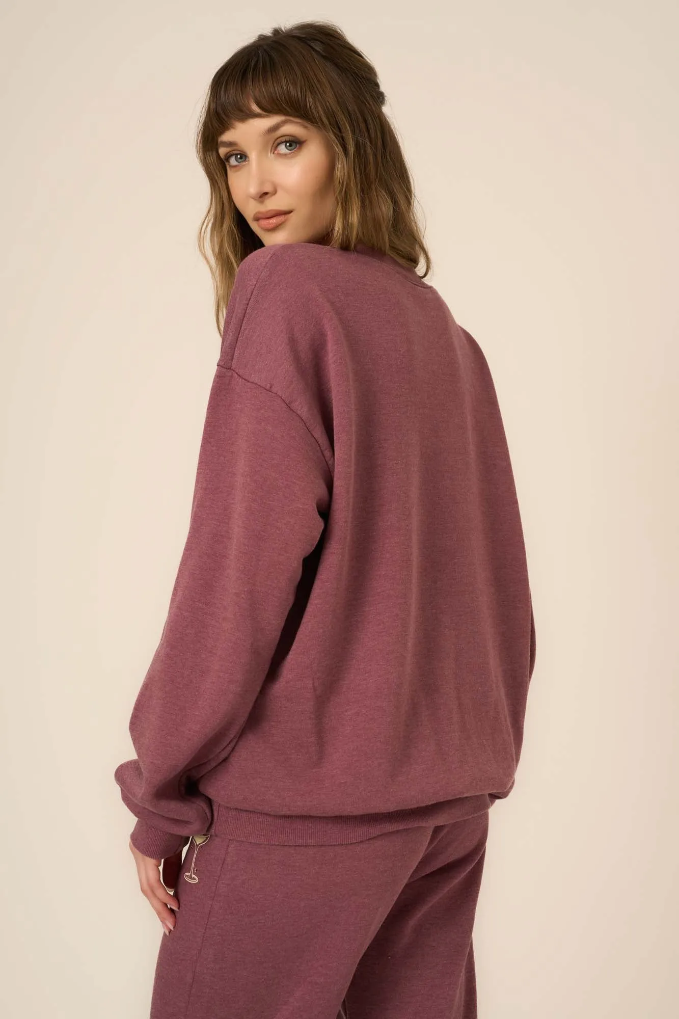 Champagne Foil Sweatshirt - Heathered Merry Merlot