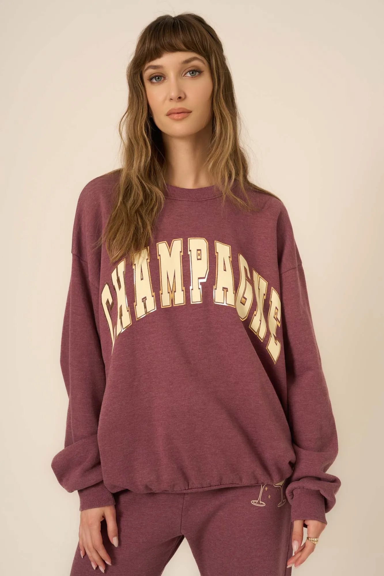 Champagne Foil Sweatshirt - Heathered Merry Merlot
