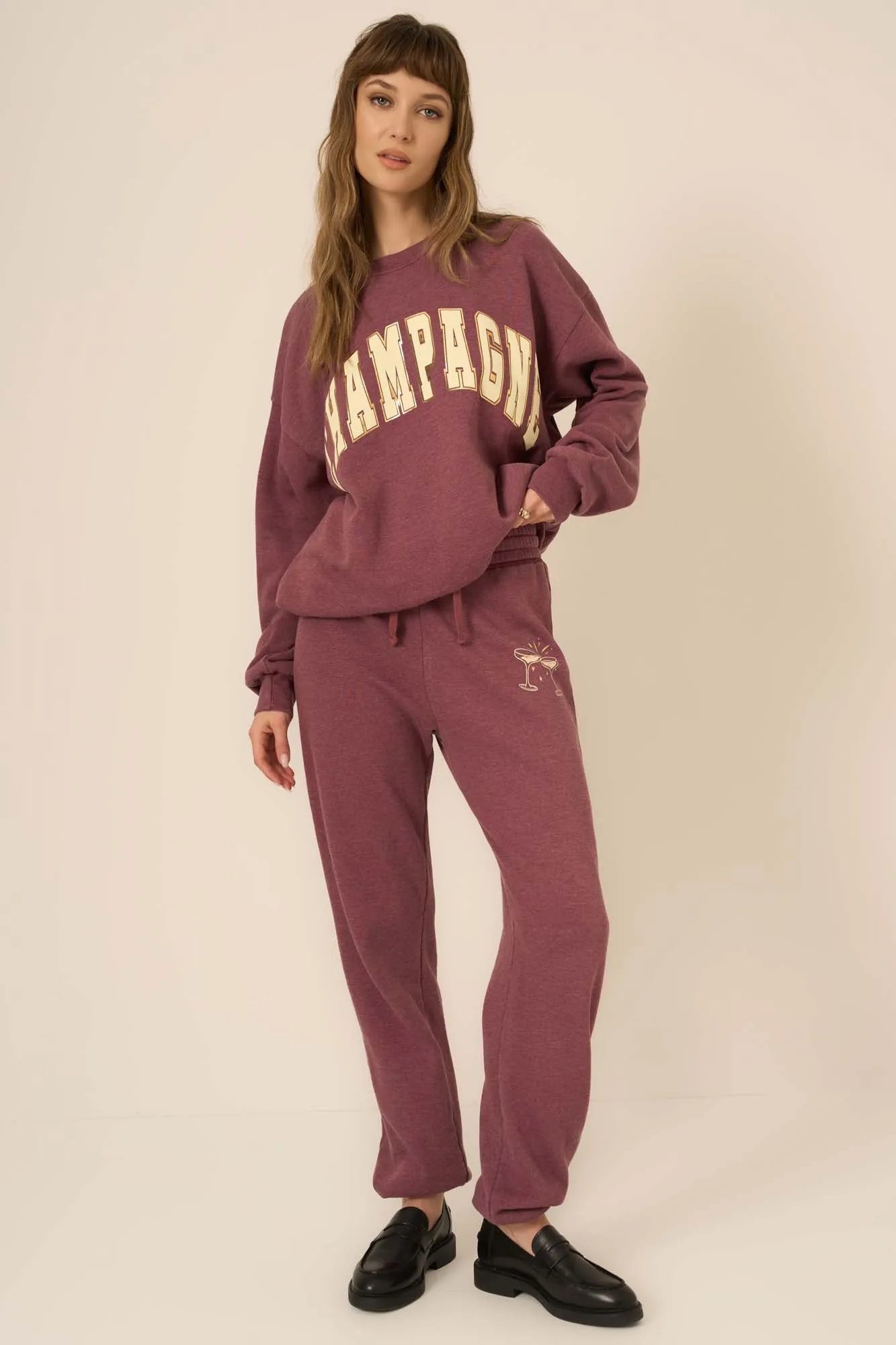 Champagne Foil Sweatshirt - Heathered Merry Merlot