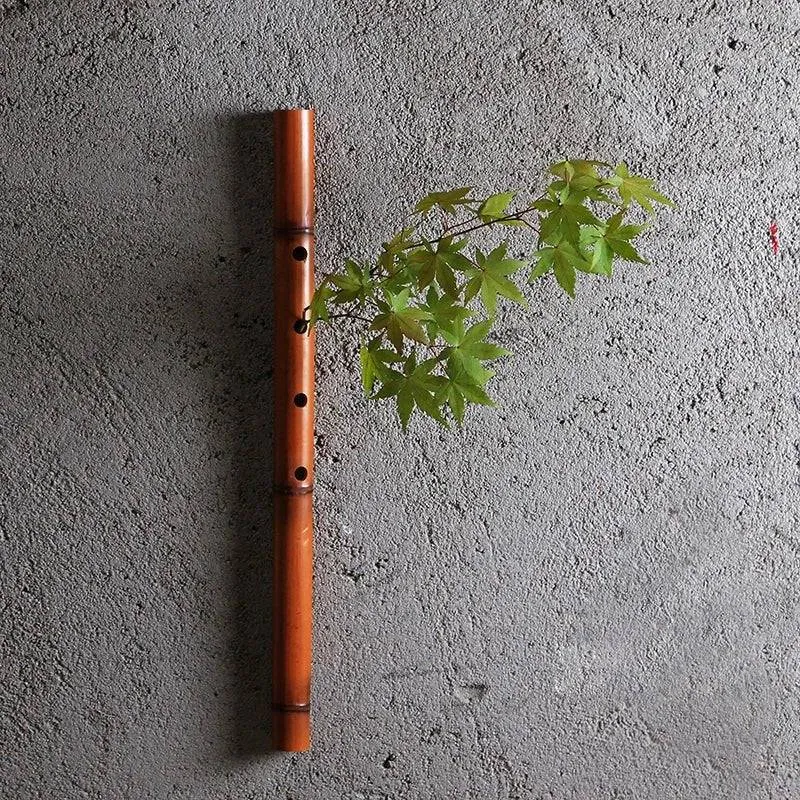 Chic Bamboo Wall-Mounted Vase - Elegant Home Decor Flower Holder