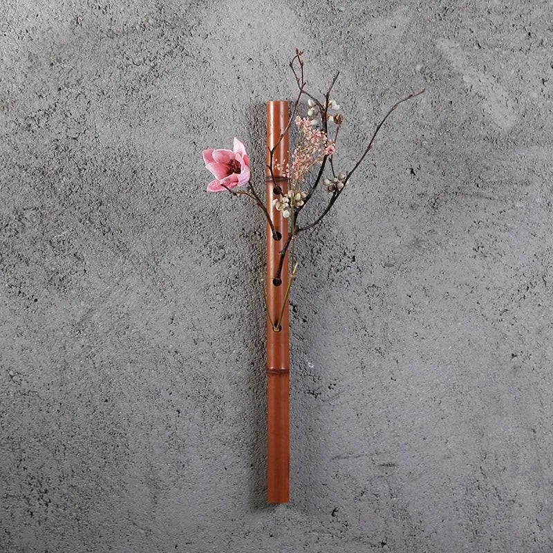 Chic Bamboo Wall-Mounted Vase - Elegant Home Decor Flower Holder