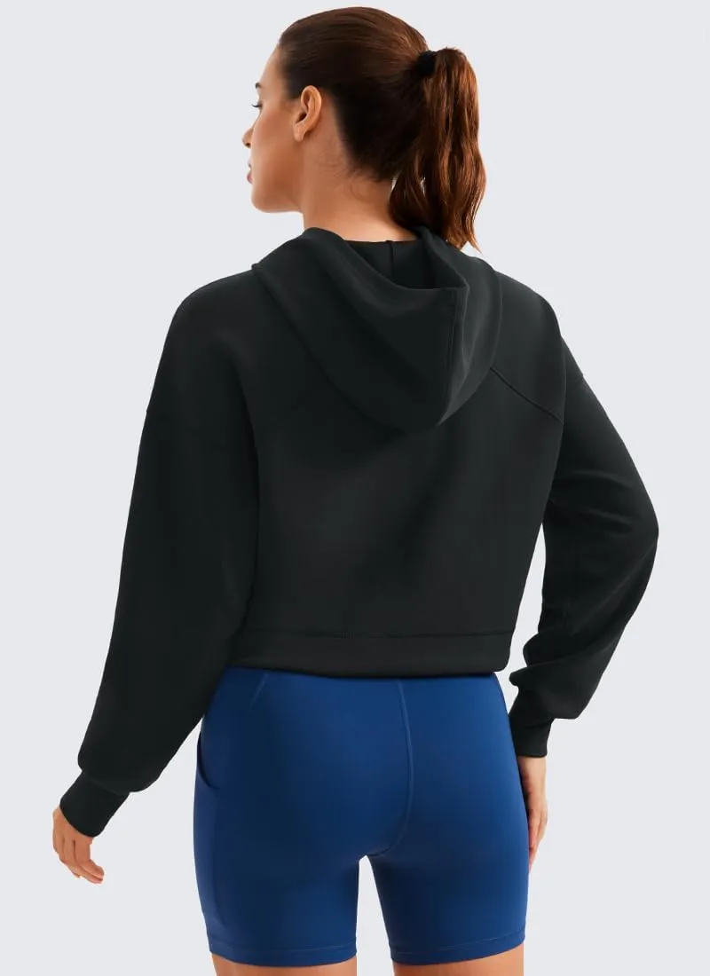 CRZ YOGA Womens SoftAura Cropped Hoodie Long Sleeve Hooded Sweatshirt Basic Workout Casual Pullover