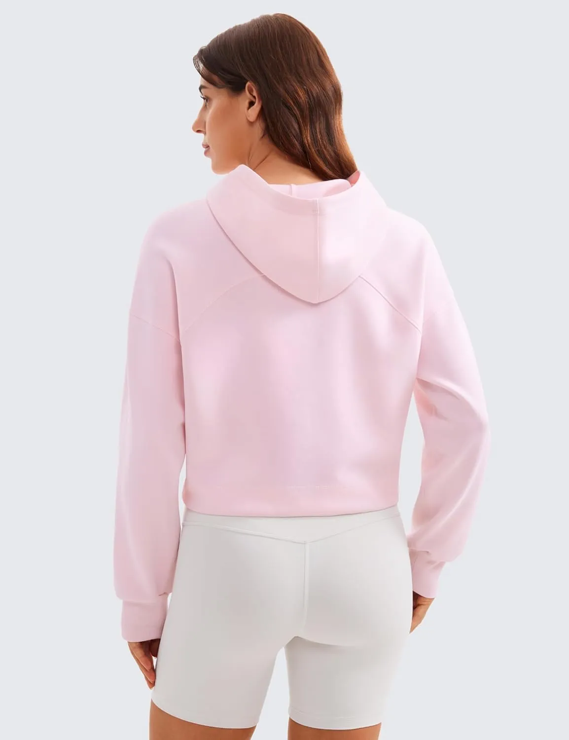 CRZ YOGA Womens SoftAura Cropped Hoodie Long Sleeve Hooded Sweatshirt Basic Workout Casual Pullover