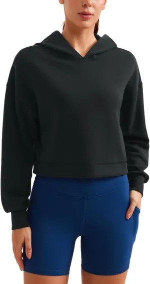 CRZ YOGA Womens SoftAura Cropped Hoodie Long Sleeve Hooded Sweatshirt Basic Workout Casual Pullover