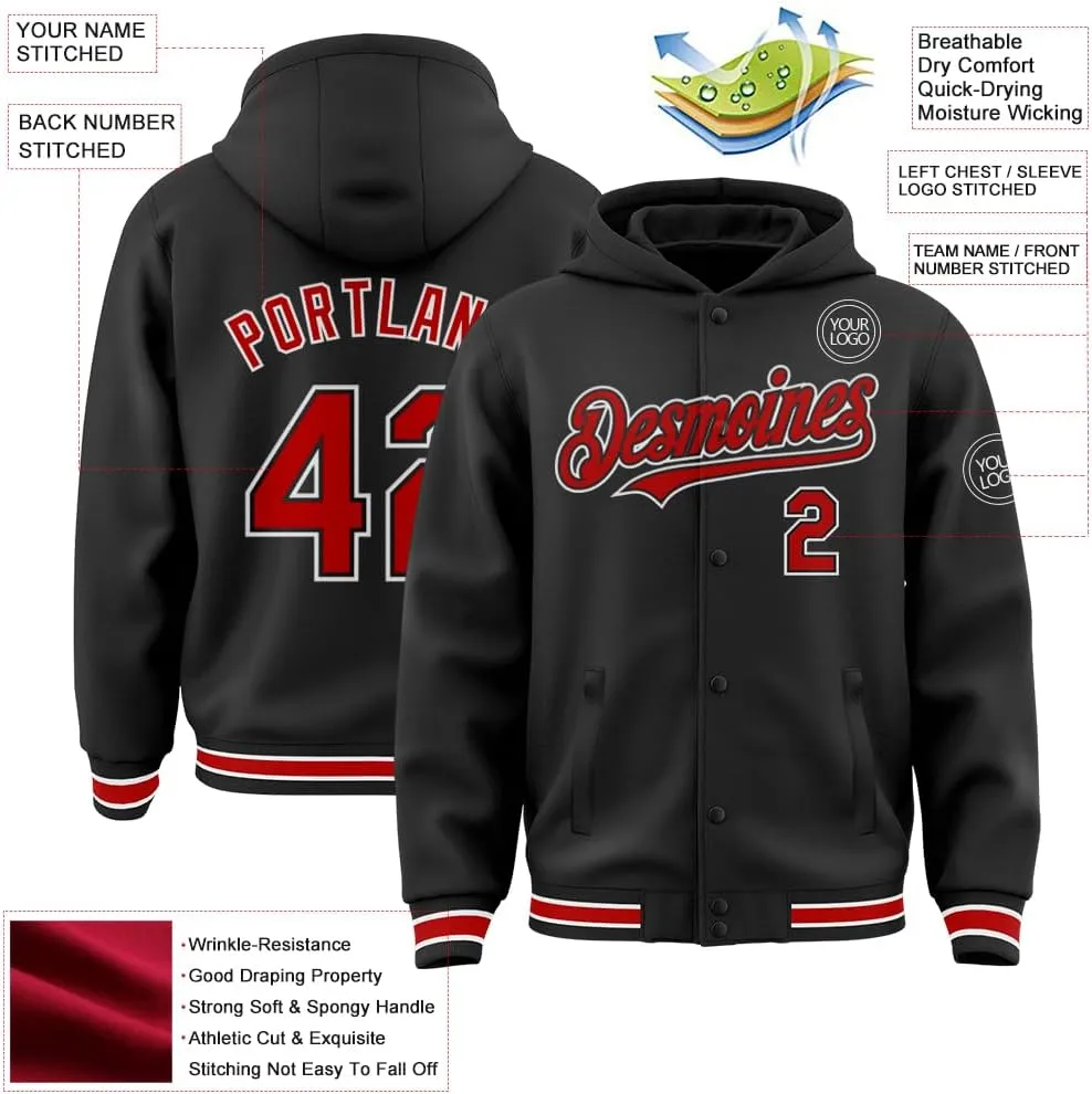 Custom Baseball Hoodie Jackets Men Women Youth Personalized Varsity Letterman Jackets Stitched Name Number Logo