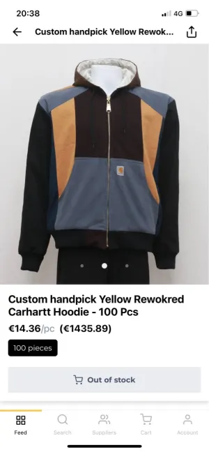 Custom handpick Yellow, Rework Carhartt Jackets - 100 Pieces