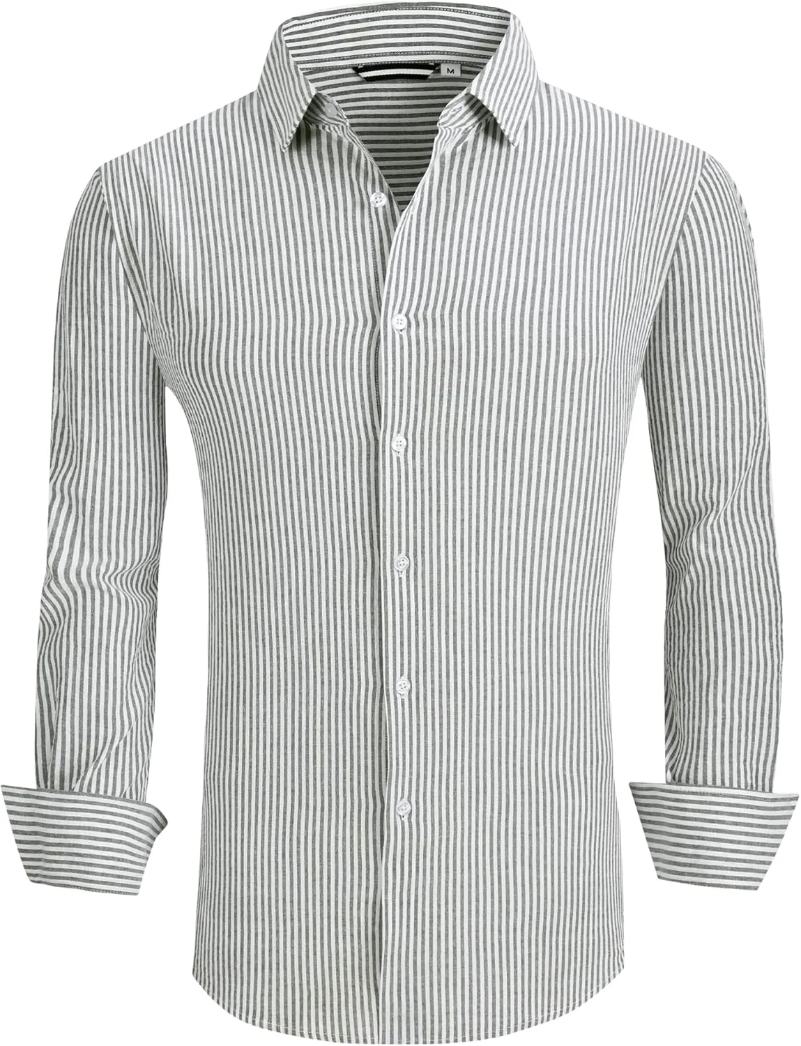 Esabel.C Seersucker Mens Dress Shirts Striped Cotton Casual Business Button Down Shirts for Men