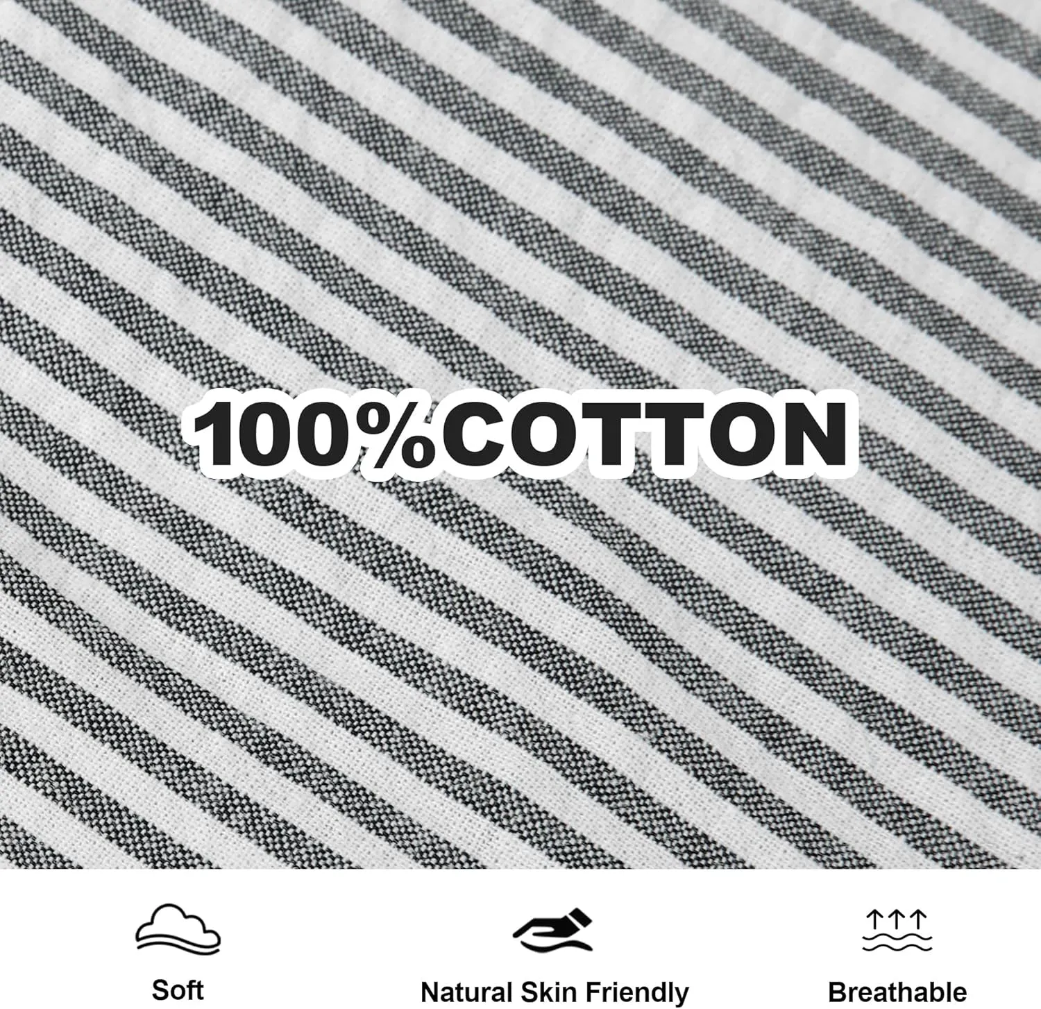 Esabel.C Seersucker Mens Dress Shirts Striped Cotton Casual Business Button Down Shirts for Men