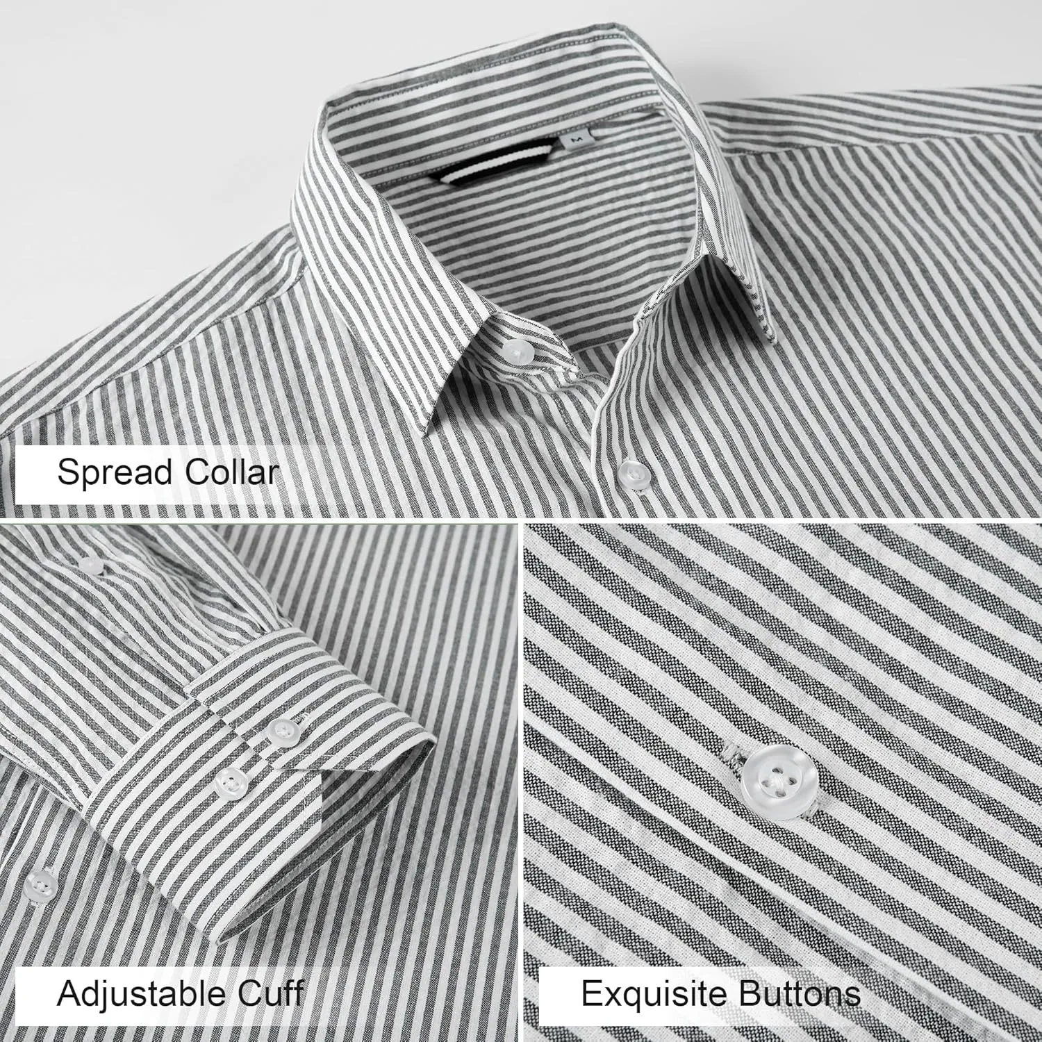 Esabel.C Seersucker Mens Dress Shirts Striped Cotton Casual Business Button Down Shirts for Men