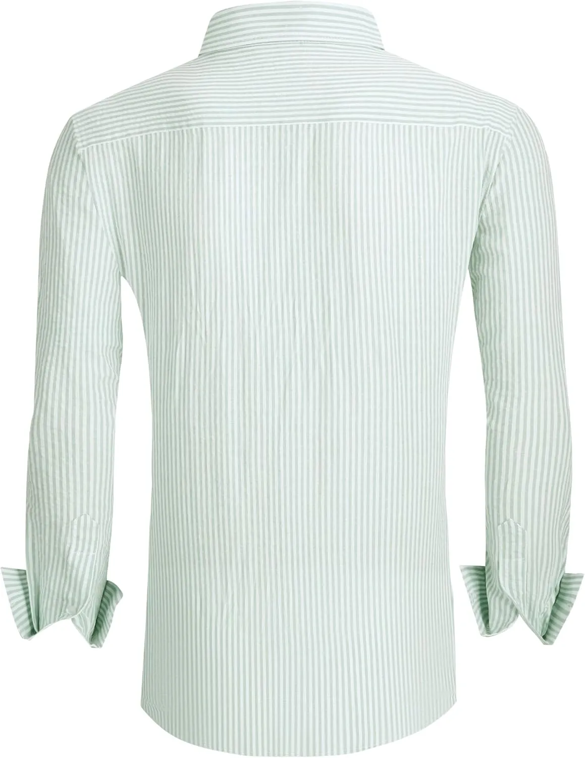 Esabel.C Seersucker Mens Dress Shirts Striped Cotton Casual Business Button Down Shirts for Men