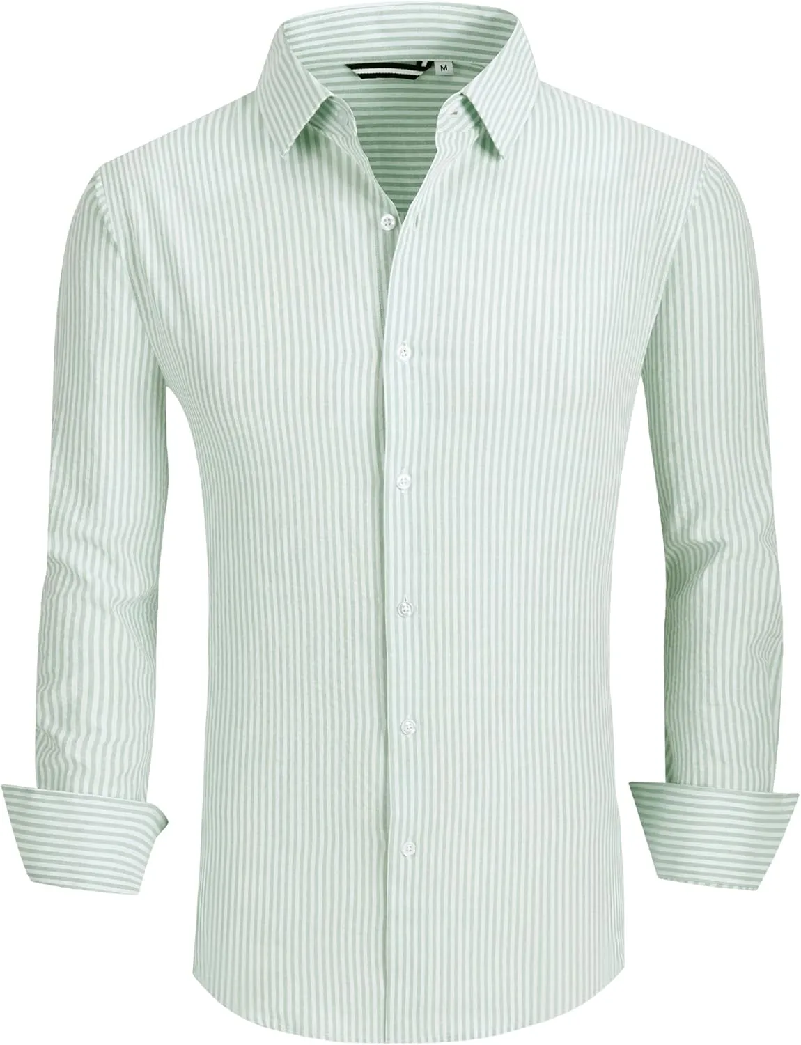 Esabel.C Seersucker Mens Dress Shirts Striped Cotton Casual Business Button Down Shirts for Men