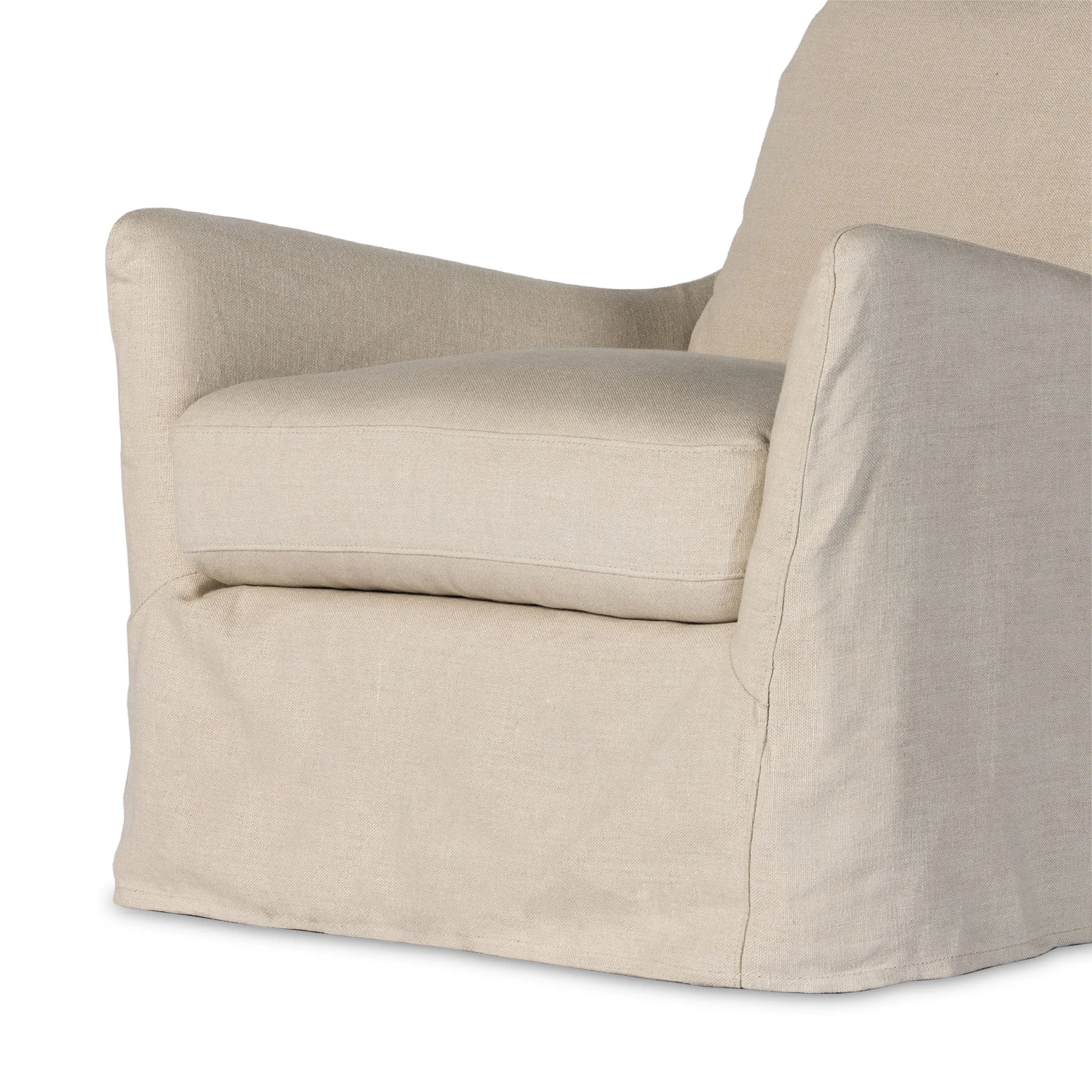 Four Hands Monette Slipcover Swivel Chair In Brussels Natural