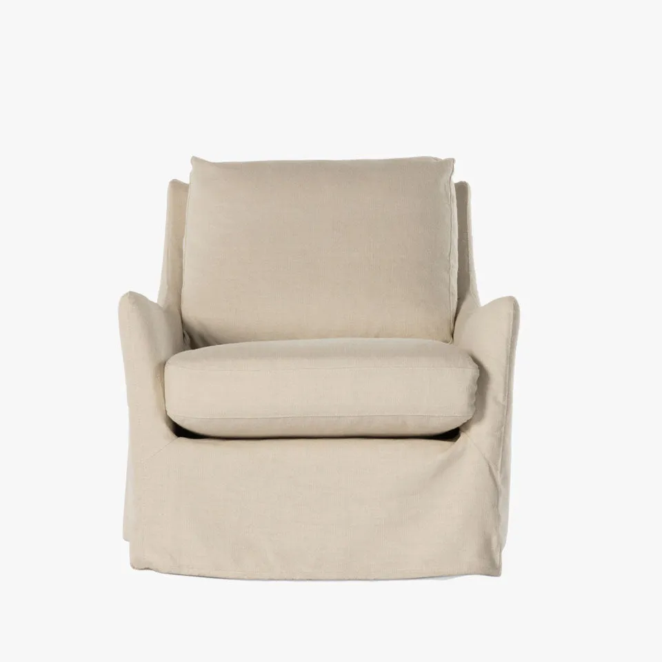 Four Hands Monette Slipcover Swivel Chair In Brussels Natural