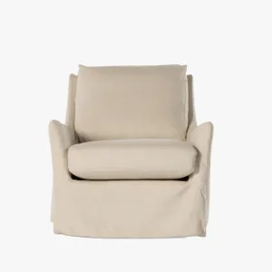 Four Hands Monette Slipcover Swivel Chair In Brussels Natural