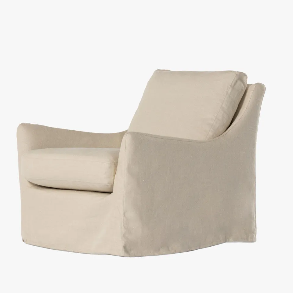 Four Hands Monette Slipcover Swivel Chair In Brussels Natural