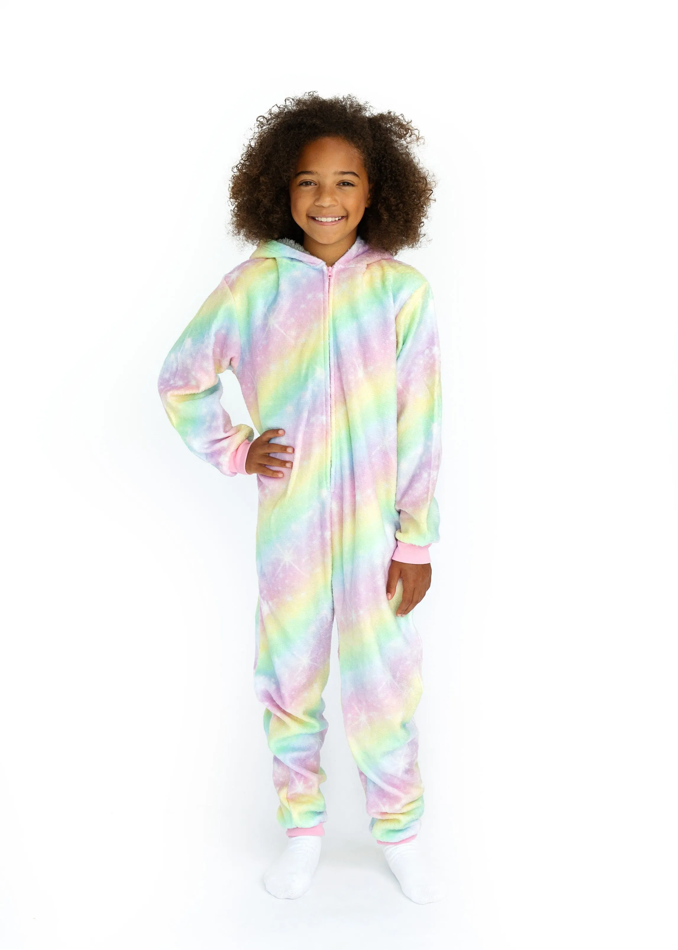 Girls Ombre Koala Bear Zip-Up Hooded Sleeper Pajama with Built Up 3D Character Hood