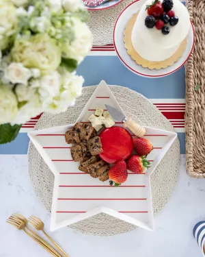 Hamptons Star Shaped Red Stripe Reusable Bamboo Tray