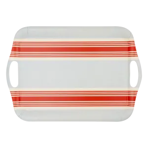 Hamptons Striped Chambray and Red Reusable Bamboo Tray