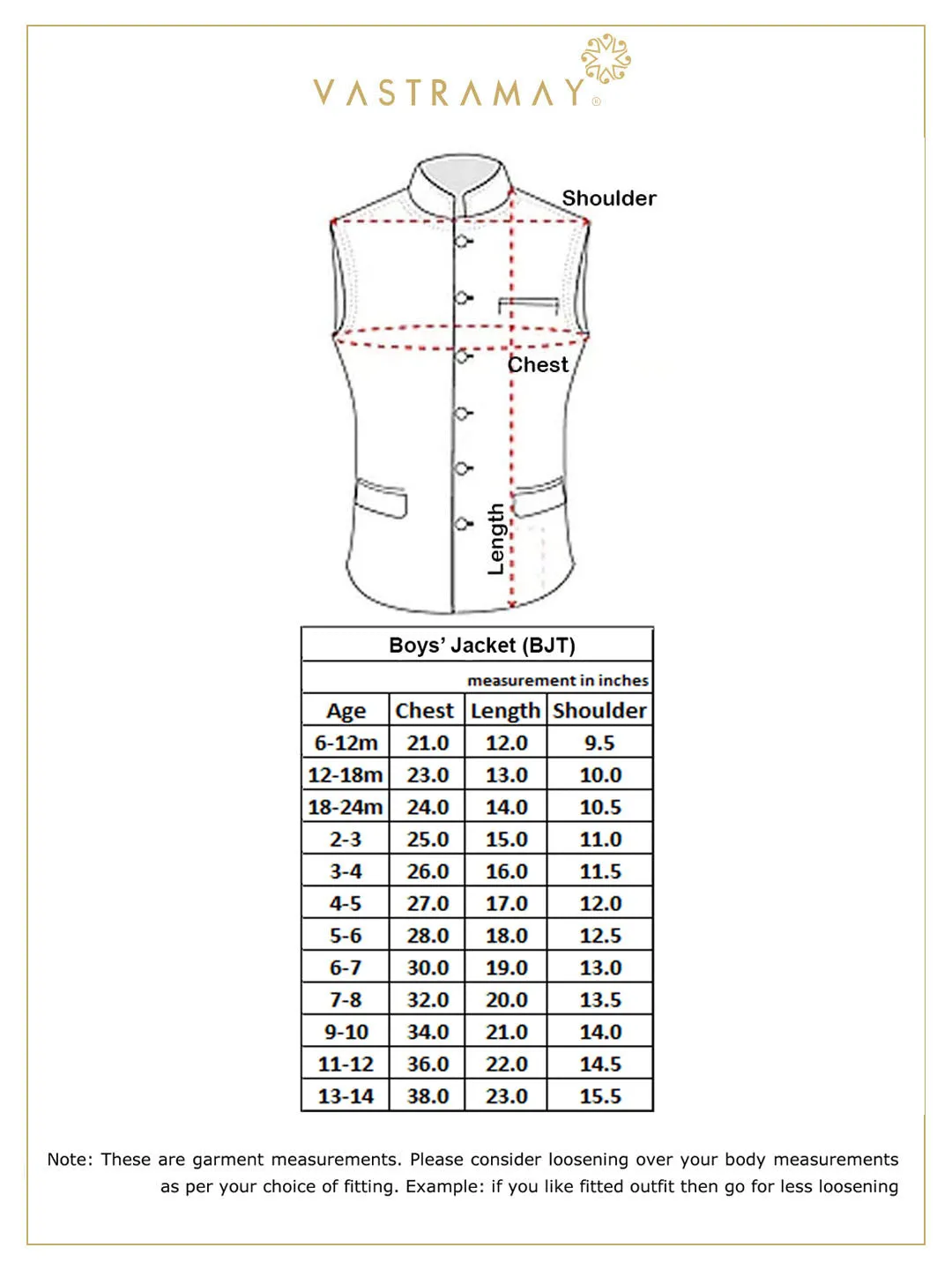 Jashvi Boys' Peach Nehru Jacket