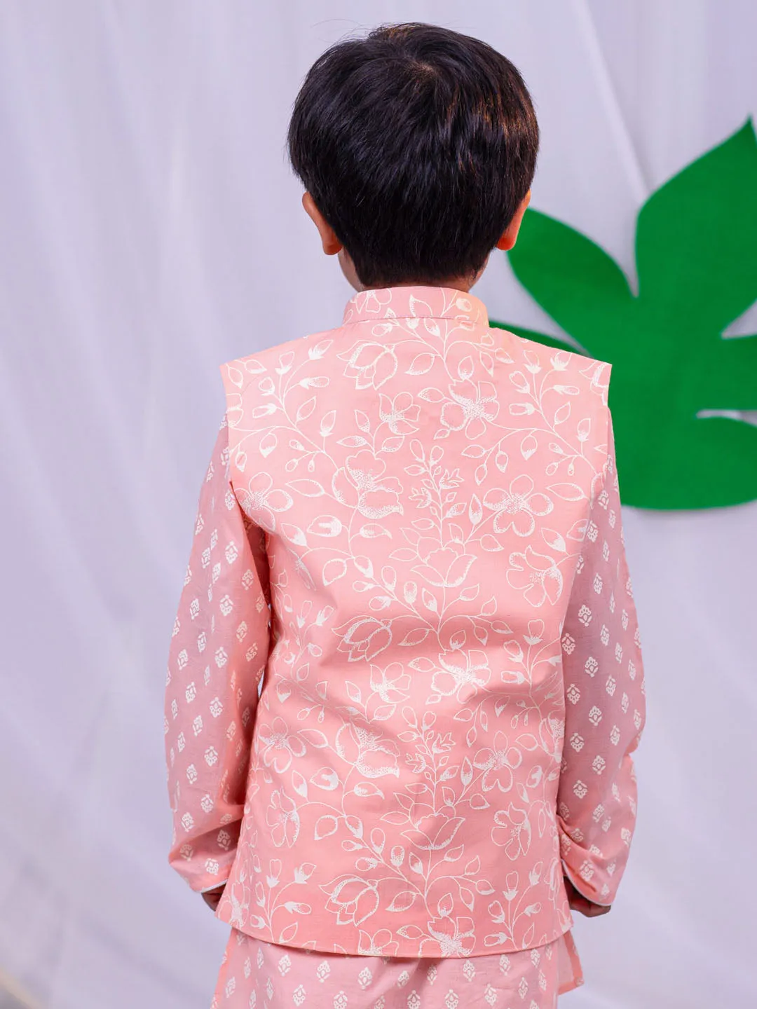 Jashvi Boys' Peach Nehru Jacket