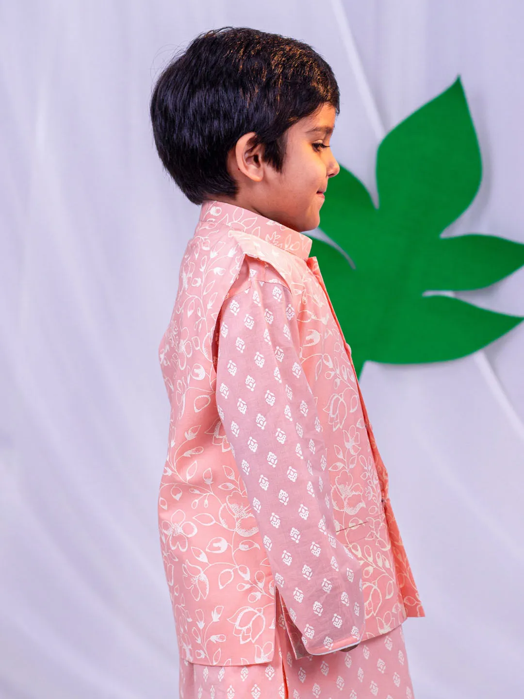 Jashvi Boys' Peach Nehru Jacket
