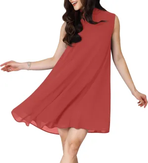 KOH KOH Womens 2025 Short Sleeveless Halter-Neck Flowy Summer Cute Mini Dress