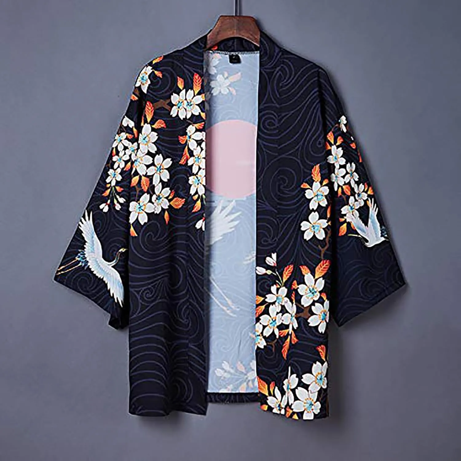 LAI MENG FIVE CATS Womens Kimono Summer Cardigan Loose Japanese Kimono Cover up Blouse