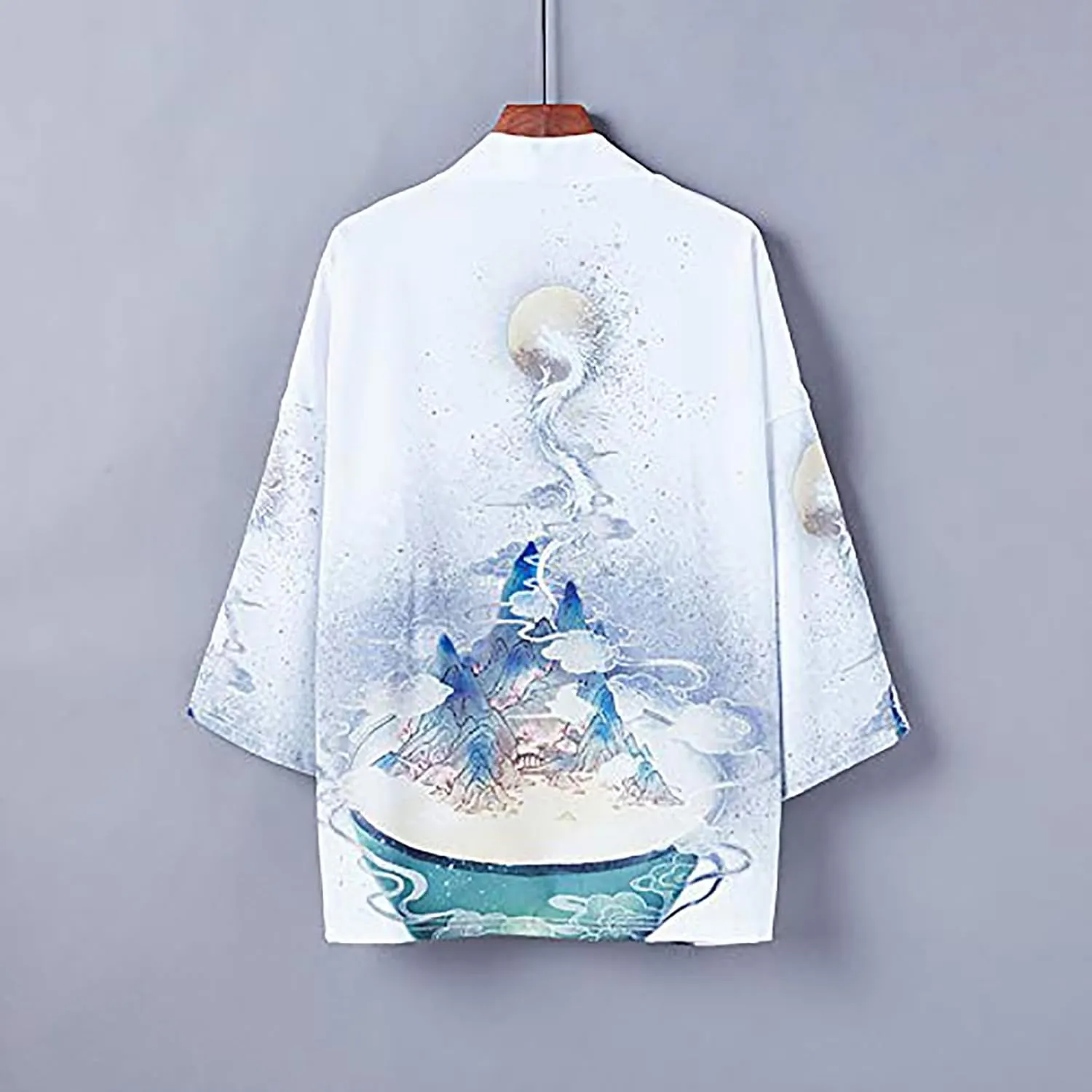 LAI MENG FIVE CATS Womens Kimono Summer Cardigan Loose Japanese Kimono Cover up Blouse
