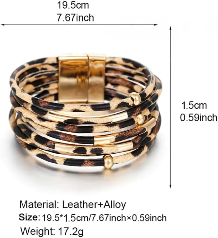 Leopard Bracelet for Women Wrap Multi-Layer